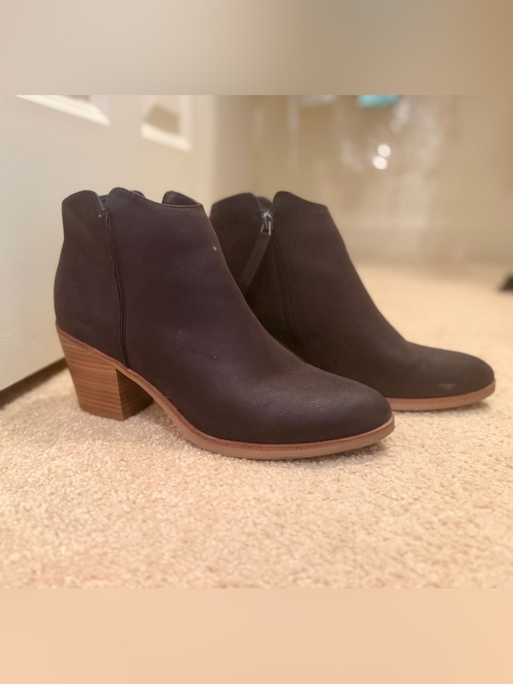MIA Black Nubuck Ankle Booties with Stacked Heel